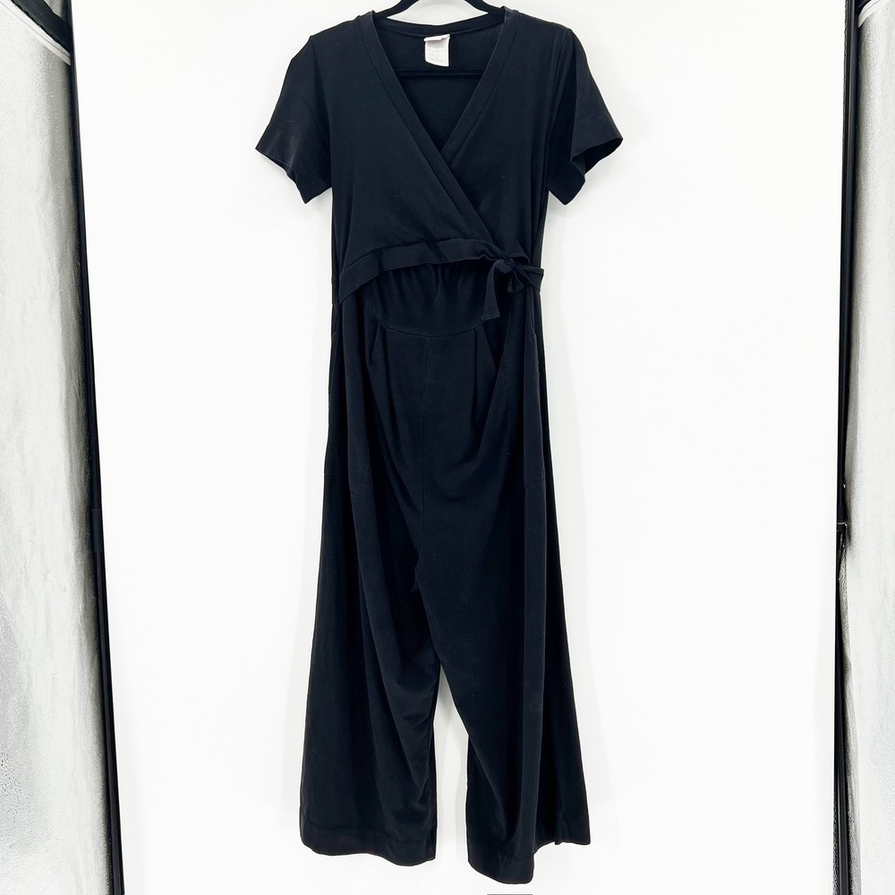 Boob Design Maternity Nursing Jumpsuit Womens Large Black Good Wide Leg Organic